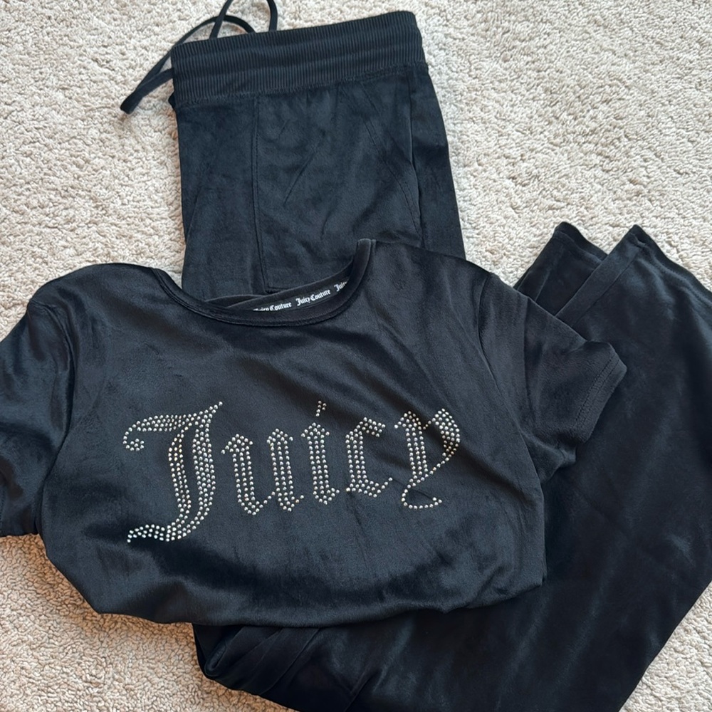 Juicy Black Velour Set